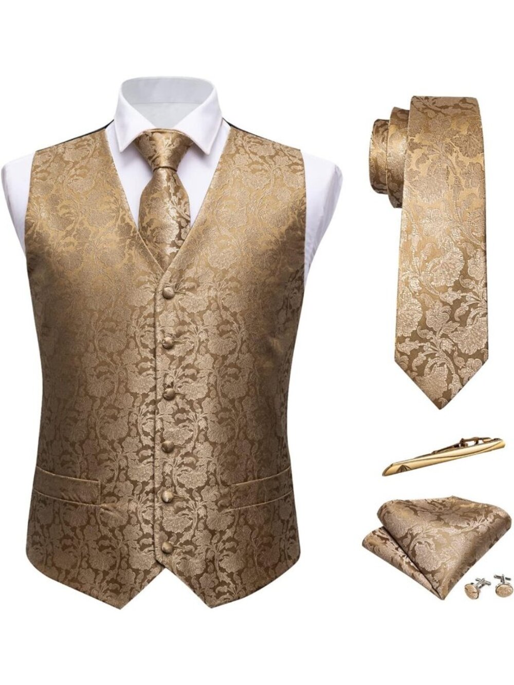 Elegant Paisley Silk Tie Vests for Men - 5PCS Formal & Casual Suit Accessories